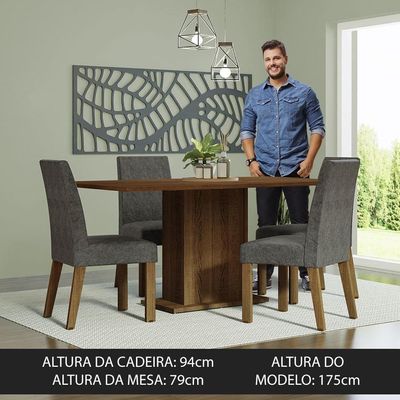 Kit Sala De Jantar Mesa 4 Cadeiras Madesa