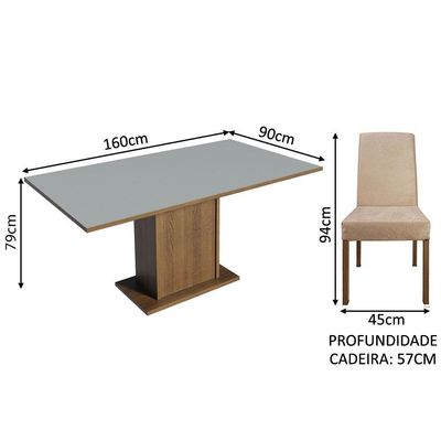 Kit Sala De Jantar Mesa 4 Cadeiras Madesa Cinza/Imperial