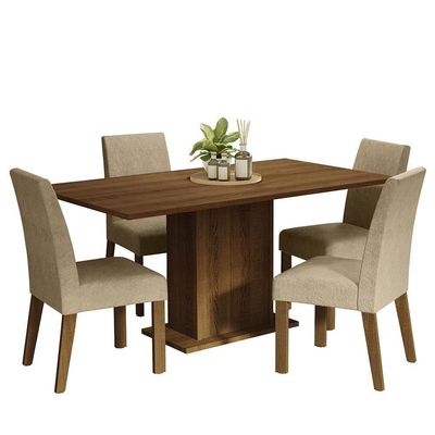 Kit Sala De Jantar Mesa 4 Cadeiras Imperial Madesa Imperial