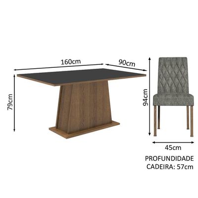 Kit Sala De Jantar Mesa 6 Cadeiras preto Madesa