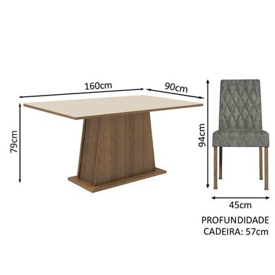 Conjunto Sala De Jantar Mesa Tampo De Madeira 4 Cadeiras