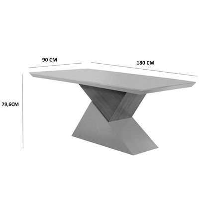 Mesa Tampo Mdf Canto Reto 6 Cadeiras Creme, Grafite E Imbuia