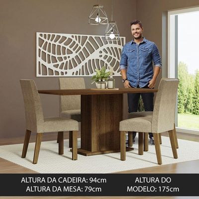 Kit Sala De Jantar Mesa 4 Cadeiras Imperial Madesa Imperial