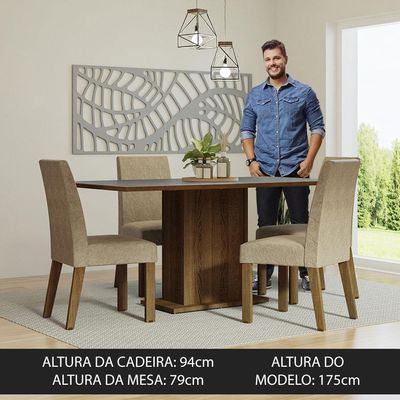 Kit Sala De Jantar Mesa 4 Cadeiras Madesa Cinza/Imperial