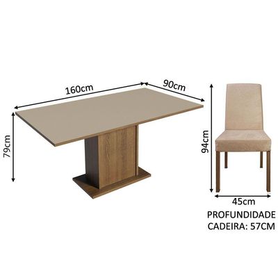 Kit Sala De Jantar Mesa 4 Cadeiras Madesa Crema/Imperial