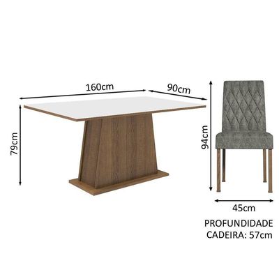 Conjunto Sala De Jantar Mesa Tampo De Madeira 4 Cadeiras