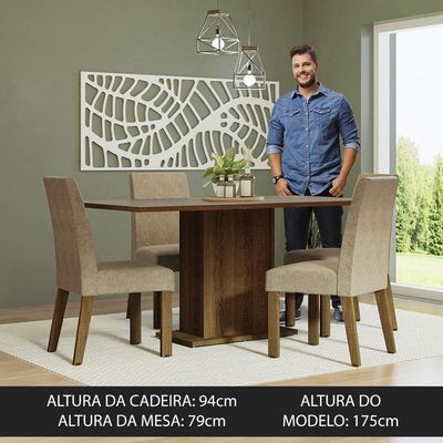 Kit Sala De Jantar Mesa 4 Cadeiras Madesa Crema/Imperial