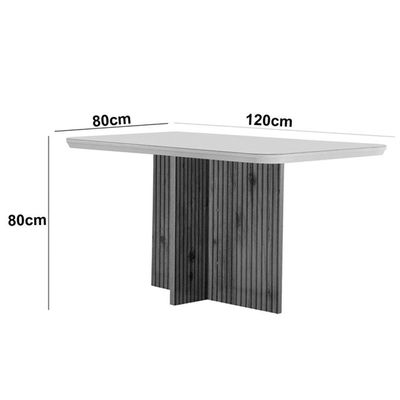 Mesa Olímpia 120cm Mdf Vidro Canto Copo Com 4 Cadeiras