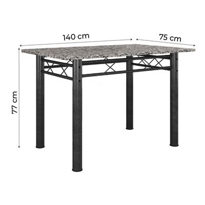 Conj De Mesa Itália Com 6 Cadeiras 1,40m Granito/Dark