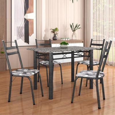 Conj De Mesa Itália Com 4 Cadeiras 1,20m Dark/Granito