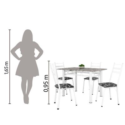 Conj De Mesa Com 4 Cadeiras 1,20m Branco/Granito Branco