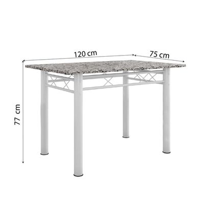 Conj De Mesa Com 4 Cadeiras 1,20m Branco/Granito Branco
