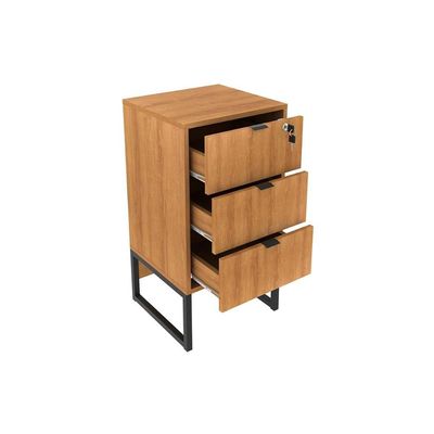 Multiuso Escritório ME4158 3 Gavetas e 1 c/ Chave Amêndoa/Preto - Tecno Mobili