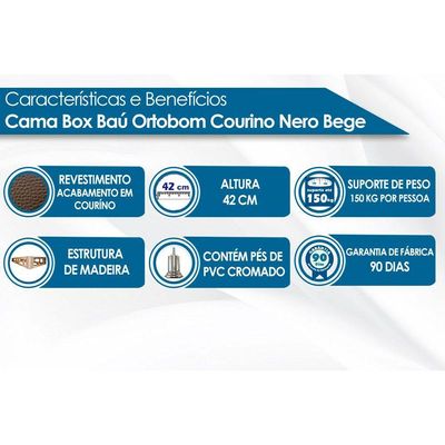Cama Box Base Universal Queen Courano Clean (158x198x30) - Ortobom