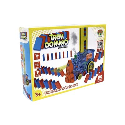 Trem Empilha Dominó Divertido 80 Peças - Dm Toys