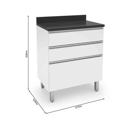 Balcão De Cozinha E Lavanderia 0,70m Top Class Branco Branco