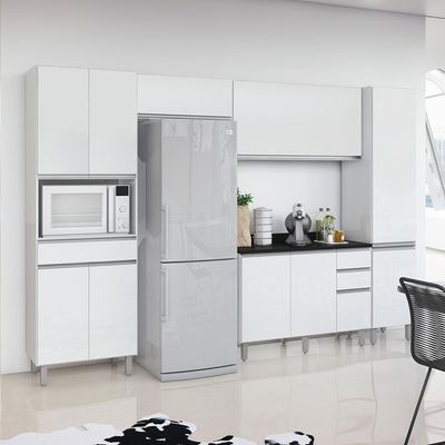 Armário De Cozinha Completa Top Class 5 Peças Com 10 Portas Branco Branco