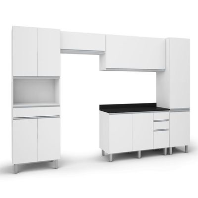 Armário De Cozinha Completa Top Class 5 Peças Com 10 Portas Branco Branco