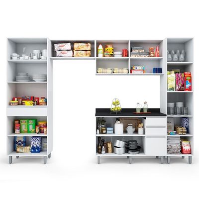 Armário De Cozinha Completa Top Class 5 Peças Com 10 Portas Branco Branco
