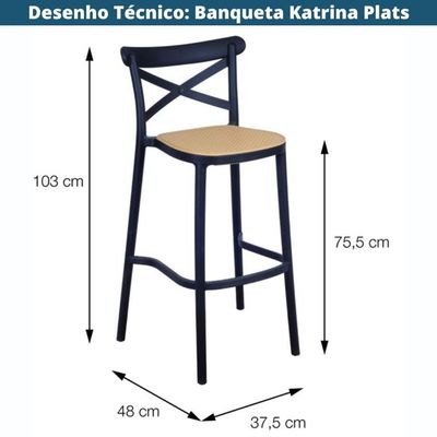 Banqueta Alta Katrina Plats Polipropileno Preto