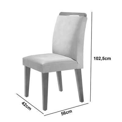 Mesa Olímpia 120cm Mdf Vidro Canto Reto Com 4 Cadeiras
