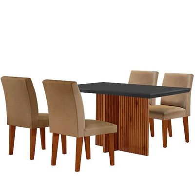 Mesa Olimpia 120 Mdf Canto Reto Com 4 Cadeiras