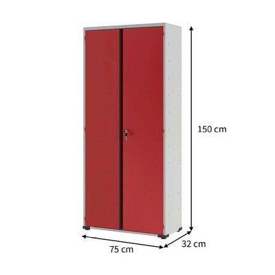 Armário Aço Escritório Fechadura 3 Prateleiras Ea303 Vermelho