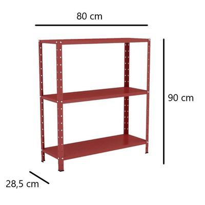 Estante Aço 3 Prateleiras Eaf007 Vermelho