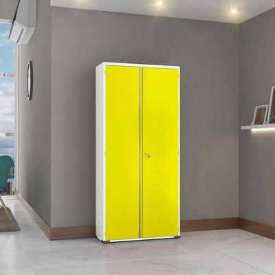 Armário Aço Escritório Fechadura 3 Prateleiras Ea303 Amarelo