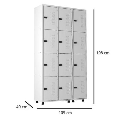 Armário Roupeiro Aço 12 Portas Guarda Volume Trinco