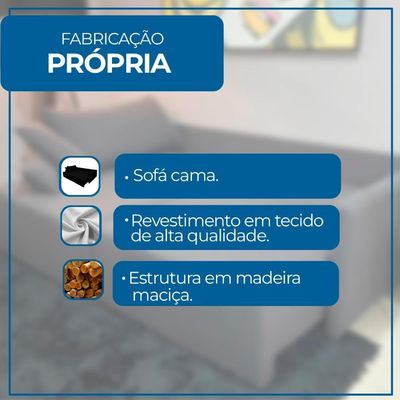 Sofá Cama Para Sala De Estar Amora New Suede - Cinza Cinza