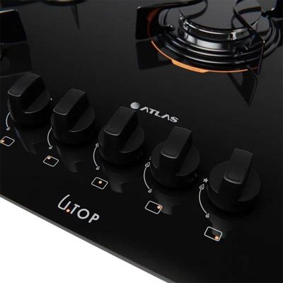 Cooktop Atlas U.top 5 Bocas Preto Bivolt