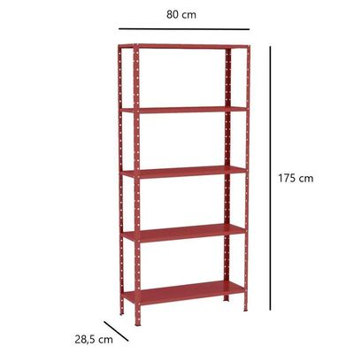 Estante Aço 5 Prateleiras Eaf005 Vermelha