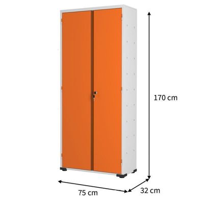 Armário Aço Escritório Fechadura 3 Prateleiras Ea302 Laranja