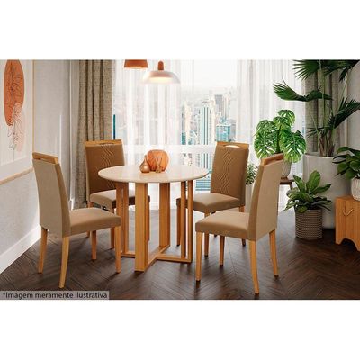 Mesa para Cozinha Flora + Tampo Madeirado 93cm Nature/Off White - Cimol