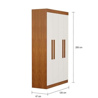 Guarda-Roupa Solteiro Flórida 4 PT Imbuia e Off White