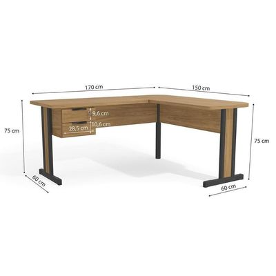 Mesa Notebook Escritório 1170a C/ 2 Gavetas Itapuã - Kappesberg