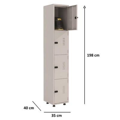 Armário Roupeiro Aço 4 Portas Ea701 Cinza