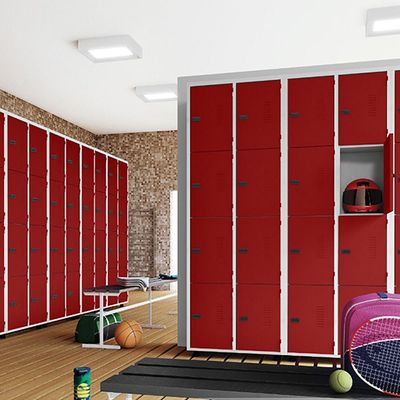 Armário Roupeiro Aço 16 Portas Trinco Vermelho