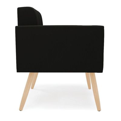 Poltrona Elisa Suede Preto Pés Palito Natural - D'rossi