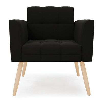 Poltrona Elisa Suede Pés Palito Natural - D'rossi Cor Preto