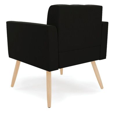 Poltrona Elisa Suede Pés Palito Natural - D'rossi Cor Preto