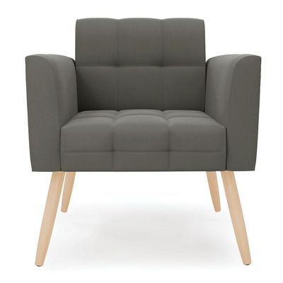 Poltrona Elisa Suede Pés Palito Natural - D'rossi Cor Grafite