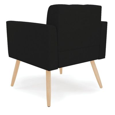 Poltrona Elisa Linho Pés Palito Natural - D'rossi Cor A79 Preto