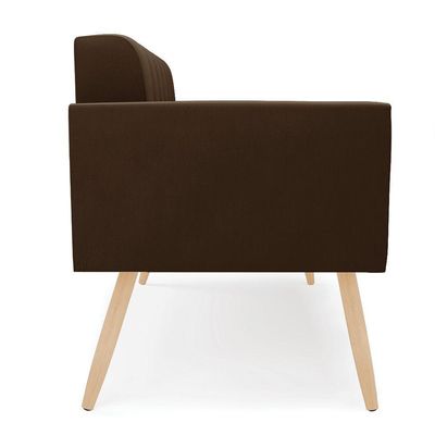 Sofá Namoradeira Elisa Suede Pés Palito Natural - D'rossi Cor Marrom