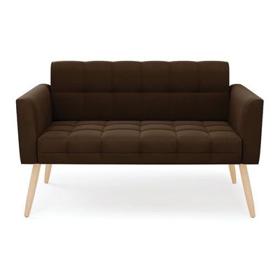 Sofá Namoradeira Elisa Suede Pés Palito Natural - D'rossi Cor Marrom