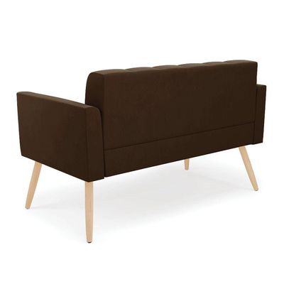 Sofá Namoradeira Elisa Suede Pés Palito Natural - D'rossi Cor Marrom