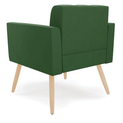 Poltrona Elisa Suede Verde Pés Palito Natural - D'rossi