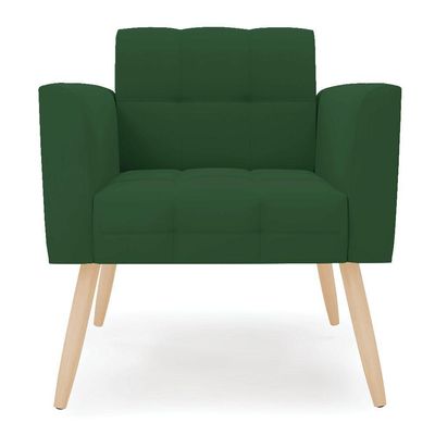 Poltrona Elisa Veludo Verde Pés Palito Natural - D'rossi