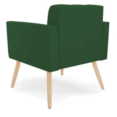 Poltrona Elisa Veludo Verde Pés Palito Natural - D'rossi